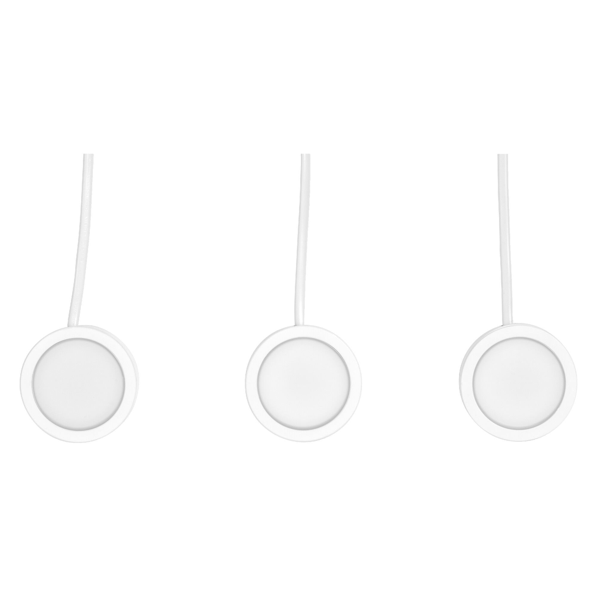 Imagen 0 de Kit de 3 focos LED redondos bajo mueble Ø65 mm blancos 3 × 3 W 3000 K