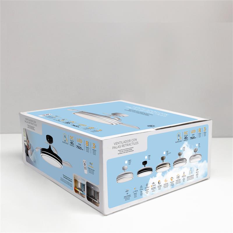 Ventilador de techo DC Irion 72 W Ø 106 cm con Plafón de Luz LED 7920 lm Blanco-11