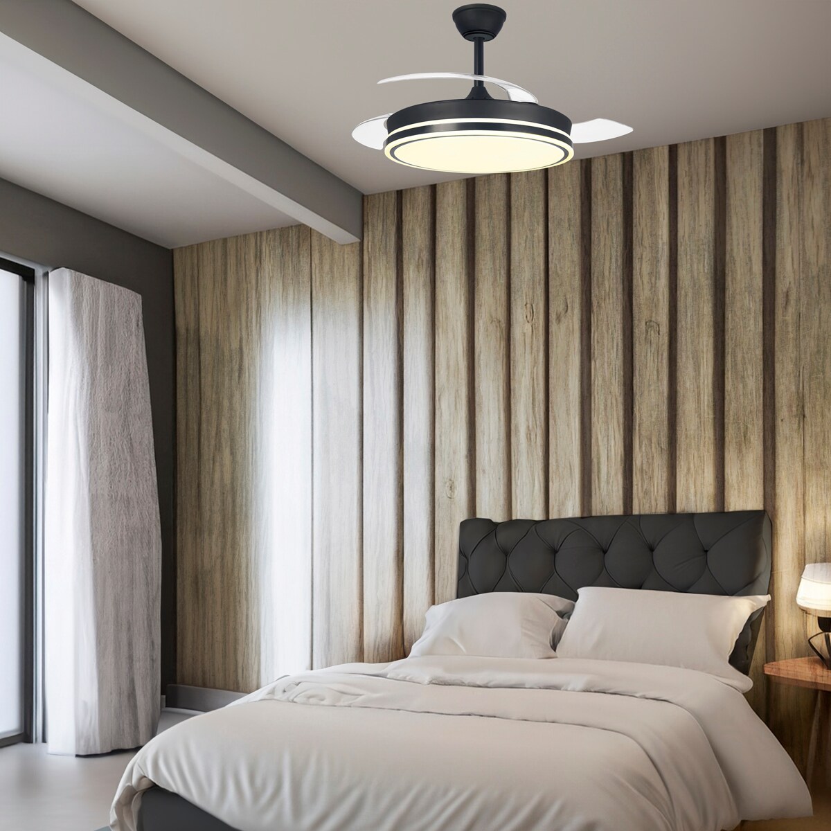 Ventilador de techo DC Súper Eco 45 W Ø 106 cm con Plafón de Luz LED 4400 lm Negro-2