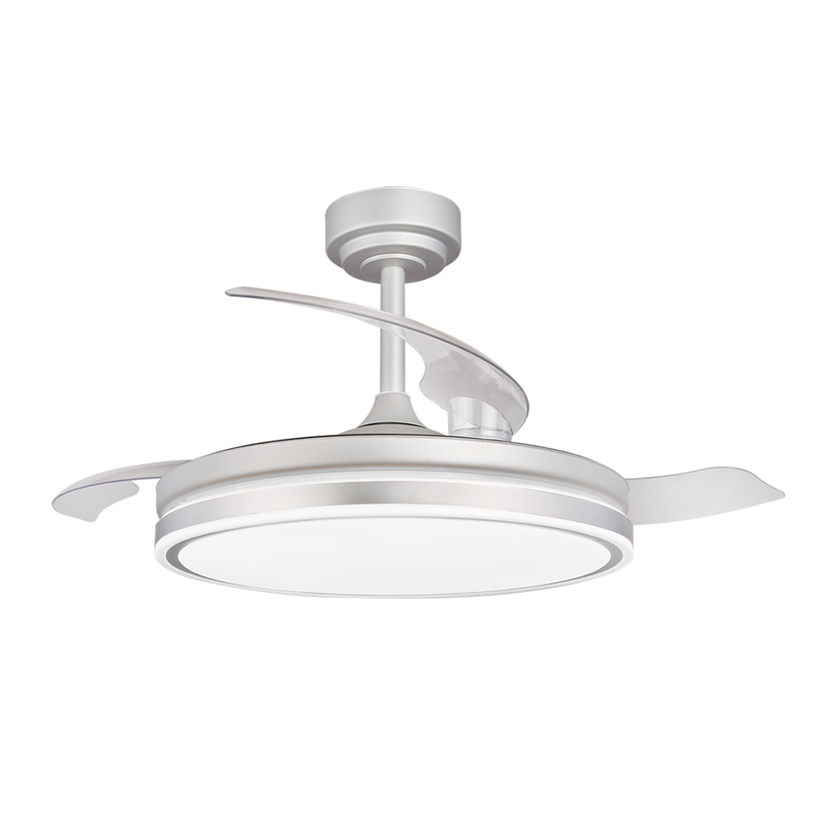 Ventilador de techo aspas plegables con luz LED Mini Plata/Blanco 46W Plata / Blanco-1