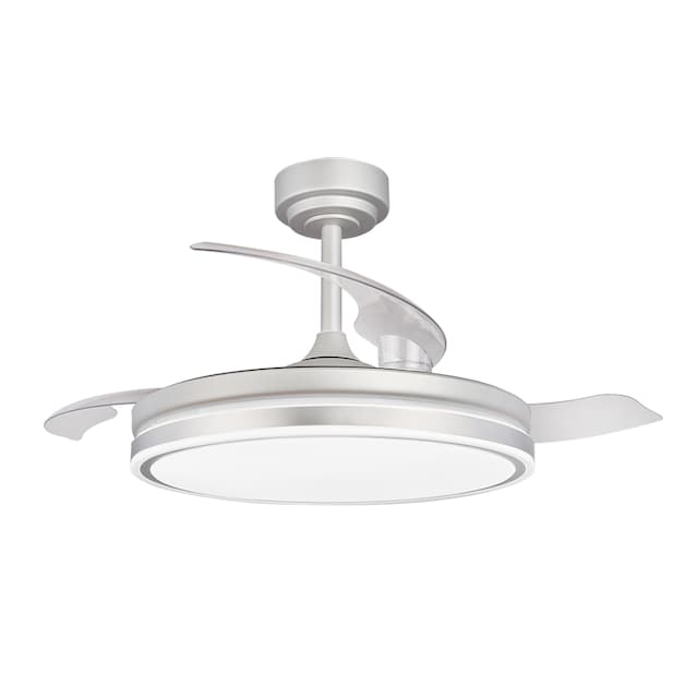 Imagen 0 de Ventilador de techo aspas plegables con luz LED Mini Plata/Blanco 46W