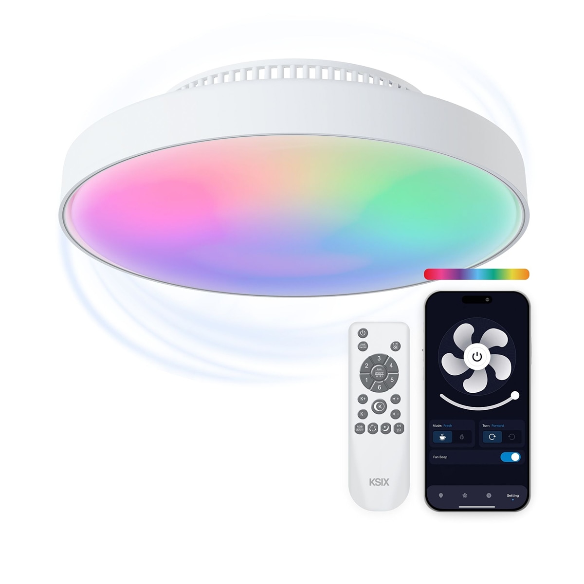 Ventilador de techo sin aspas con luz LED regulable KSIX Mistral, 6 velocidades Blanco-2