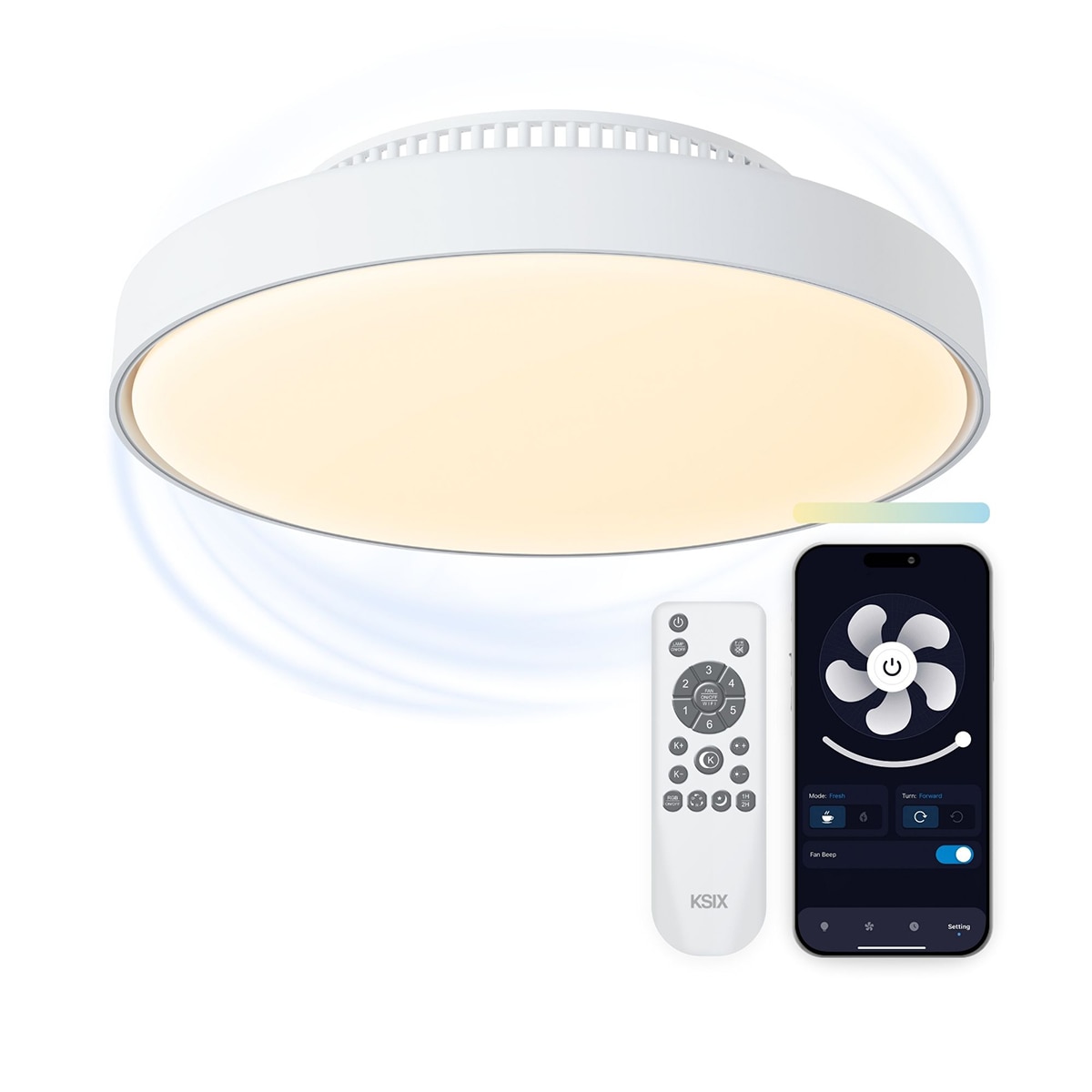 Ventilador de techo sin aspas con luz LED regulable KSIX Mistral, 6 velocidades Blanco-3