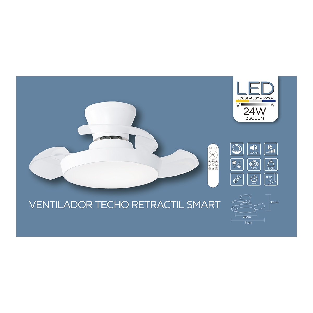 Ventilador de teto com pás retráteis SMART Branco-16