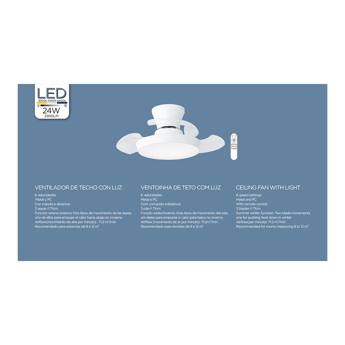 Ventilador de teto com pás retráteis SMART Branco-18