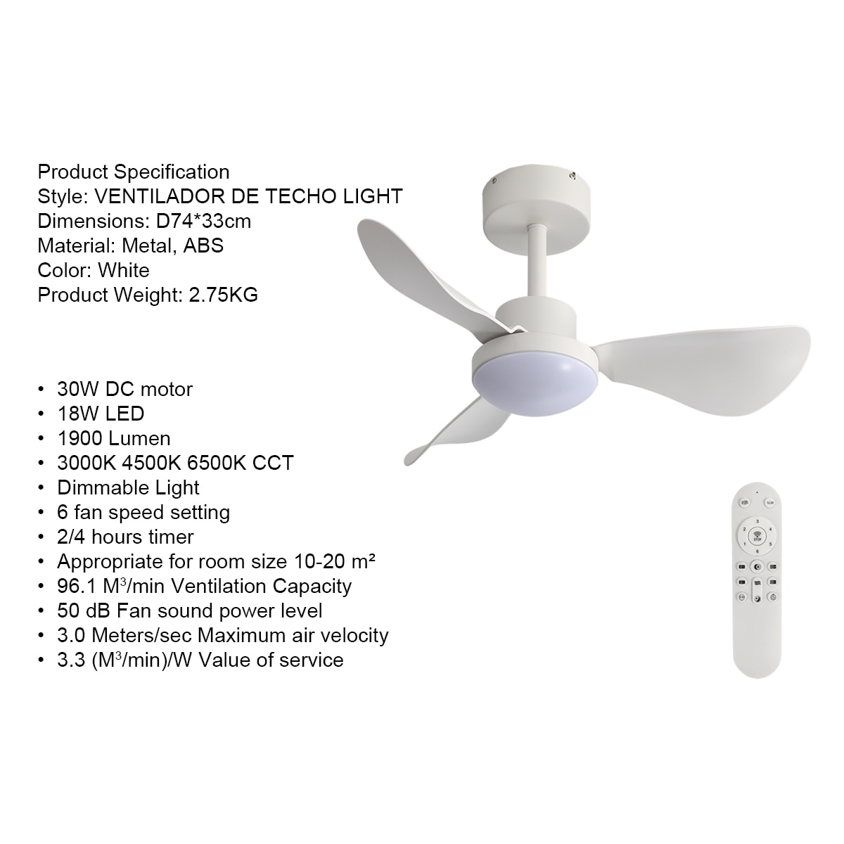 Ventilador de techo LIGHT 12