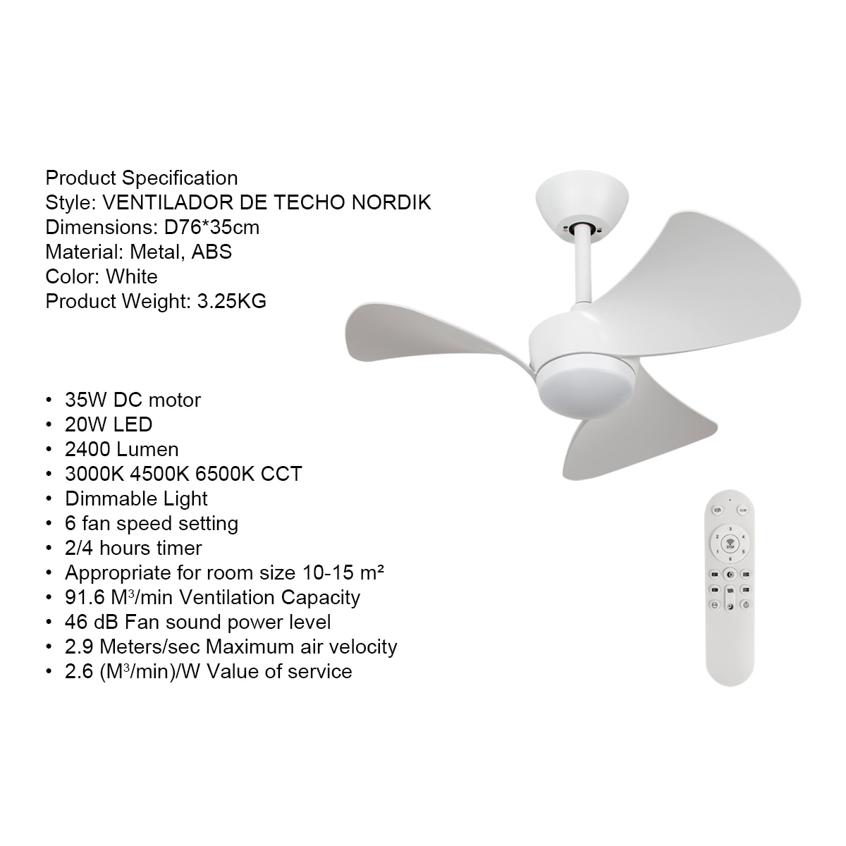 Ventilador de teto NORDIK 12