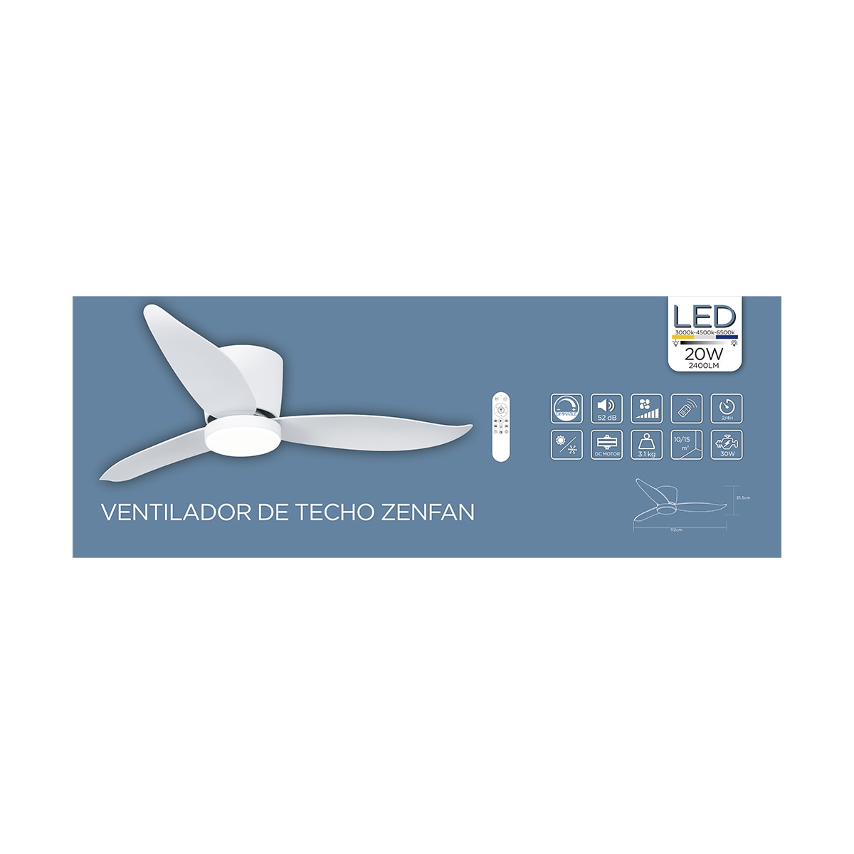 Ventilador de teto ZENFAN Branco-14