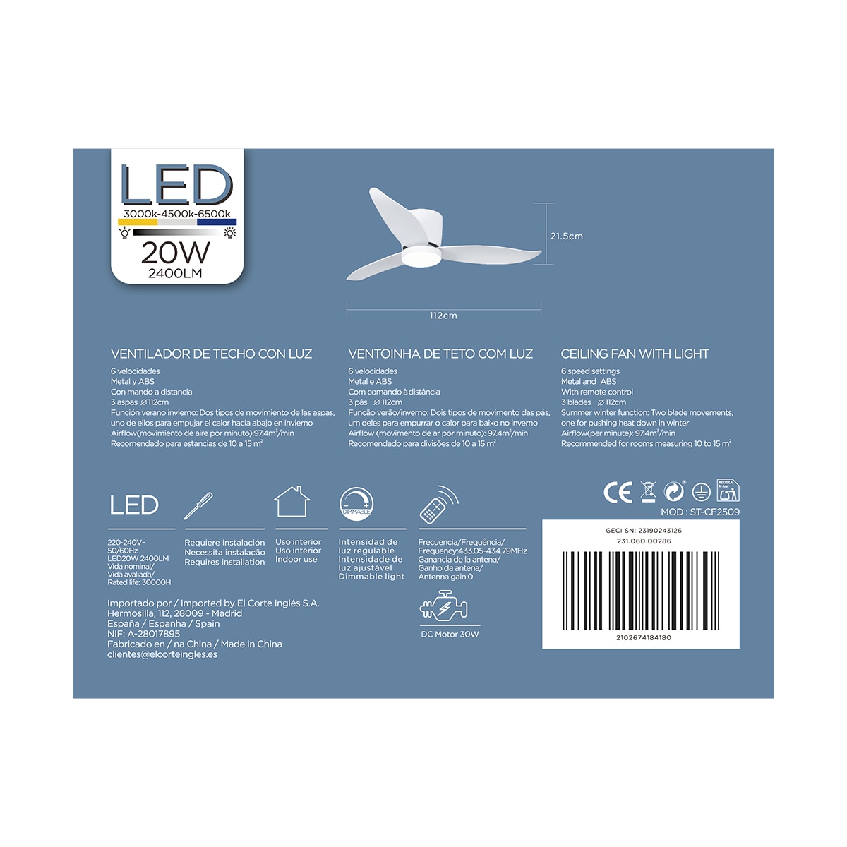 Ventilador de teto ZENFAN Branco-15