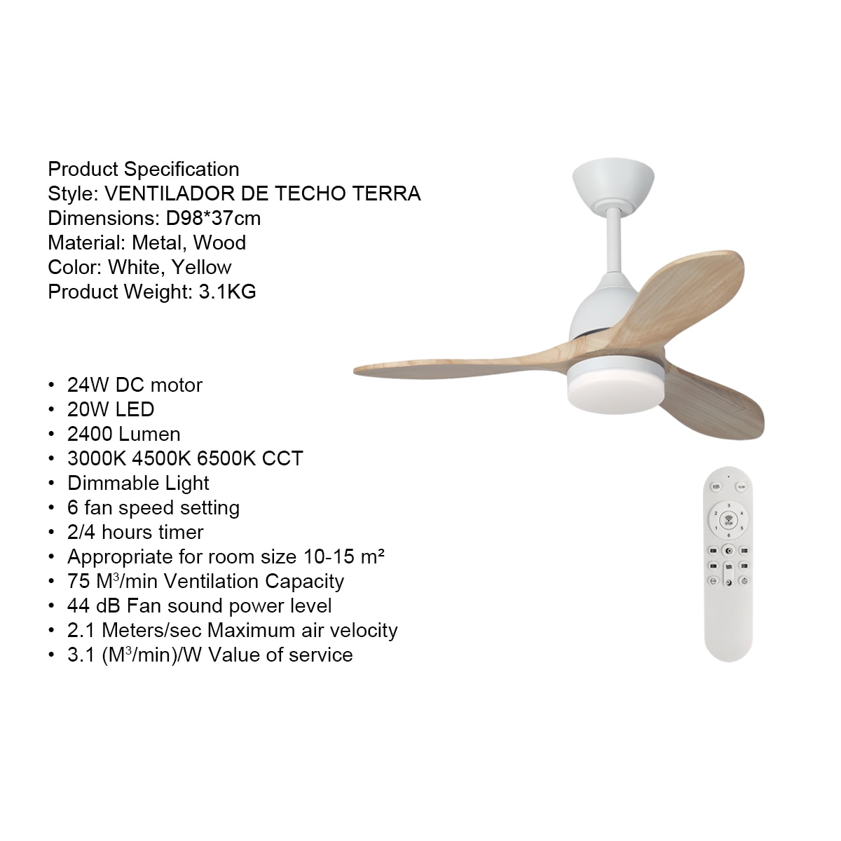 Ventilador de techo TERRA ST-CF2521 14