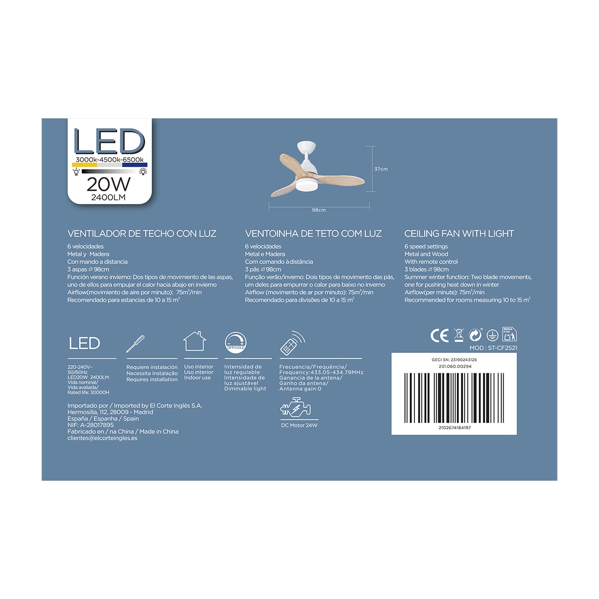 Ventilador de techo TERRA ST-CF2521 17