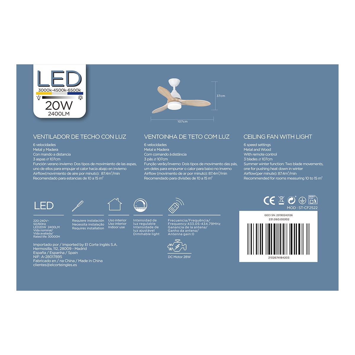 Ventilador de techo TERRA ST-CF2522 14