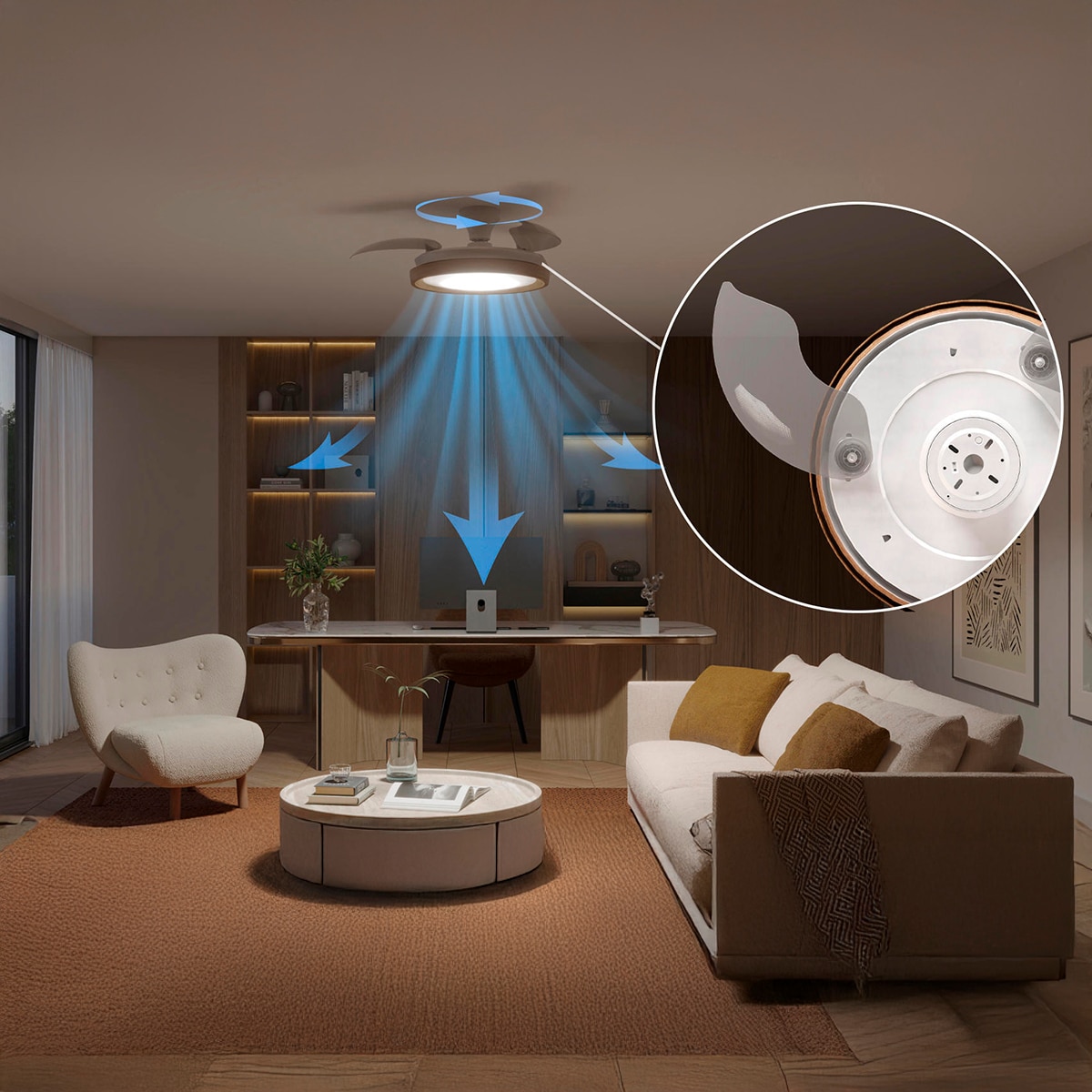 Ventilador techo Bliss DC Blanco/Madera 2