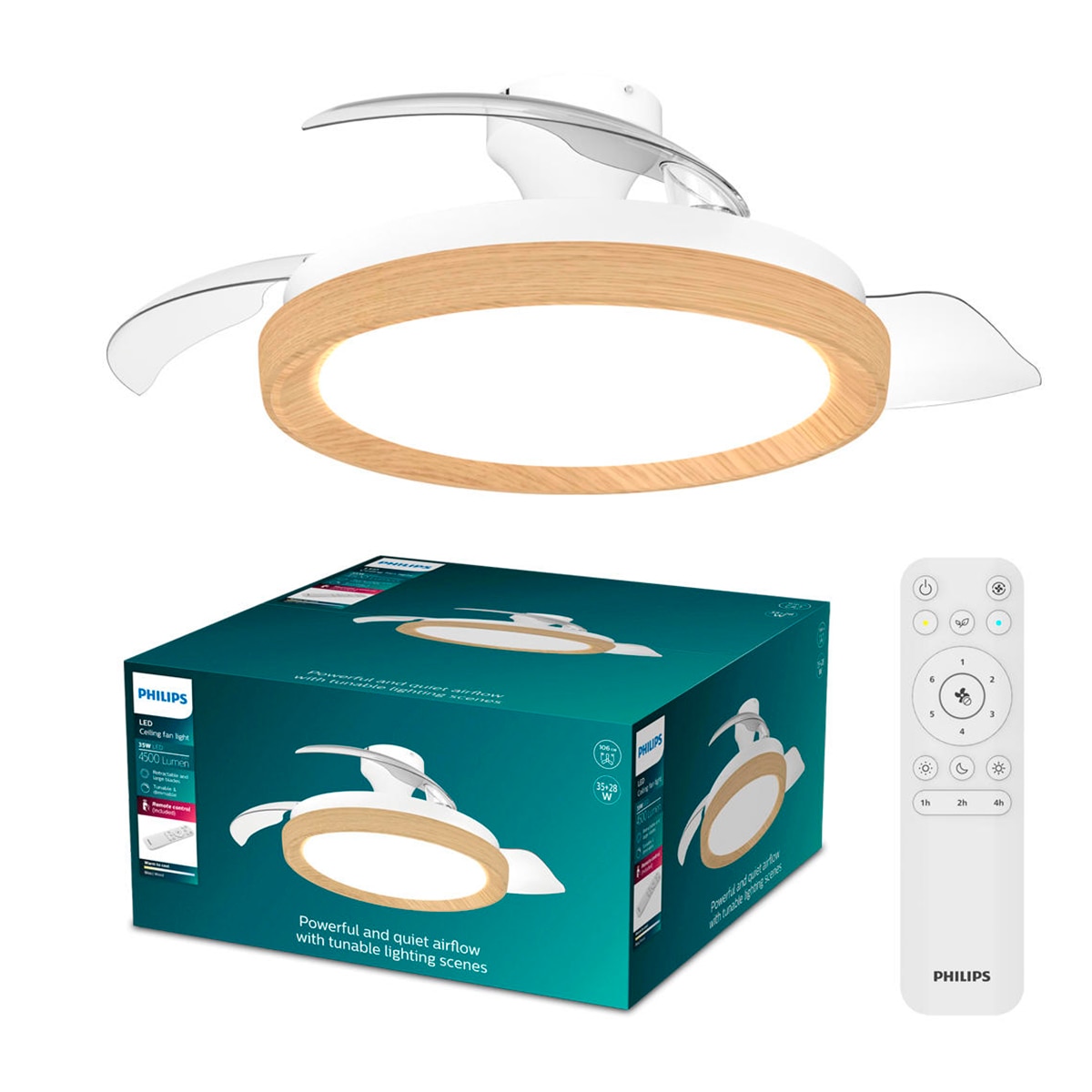 Ventilador techo Bliss DC Blanco/Madera 6