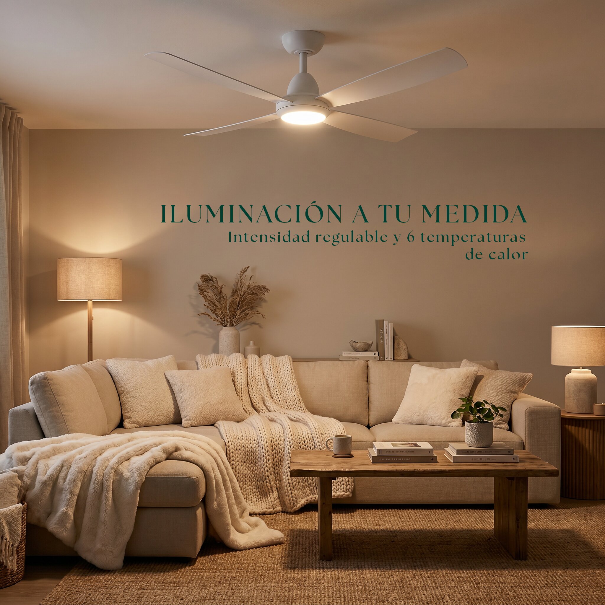 Ventilador de techo Saona con luz LED DC 6