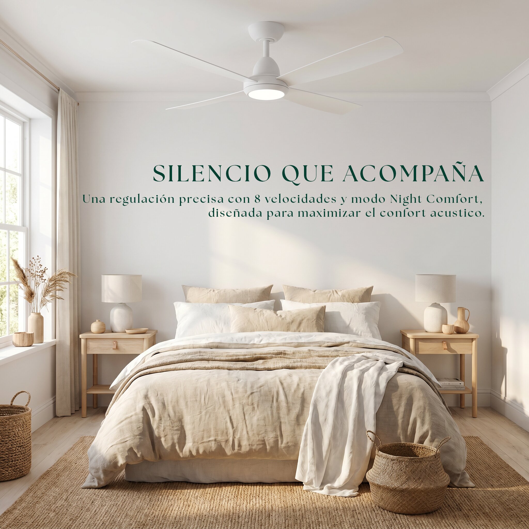 Ventilador de techo Saona con luz LED DC 8
