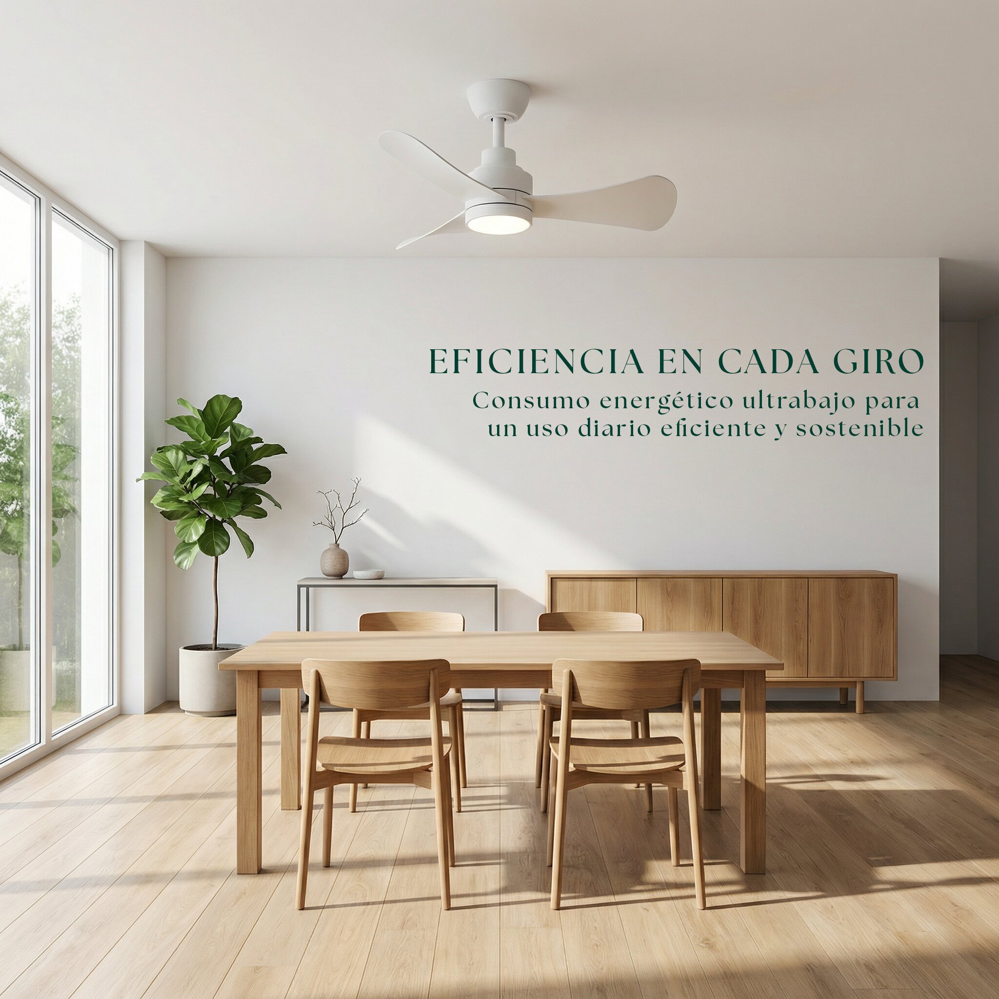 Ventilador de techo Turqueta con luz LED DC Blanco-4