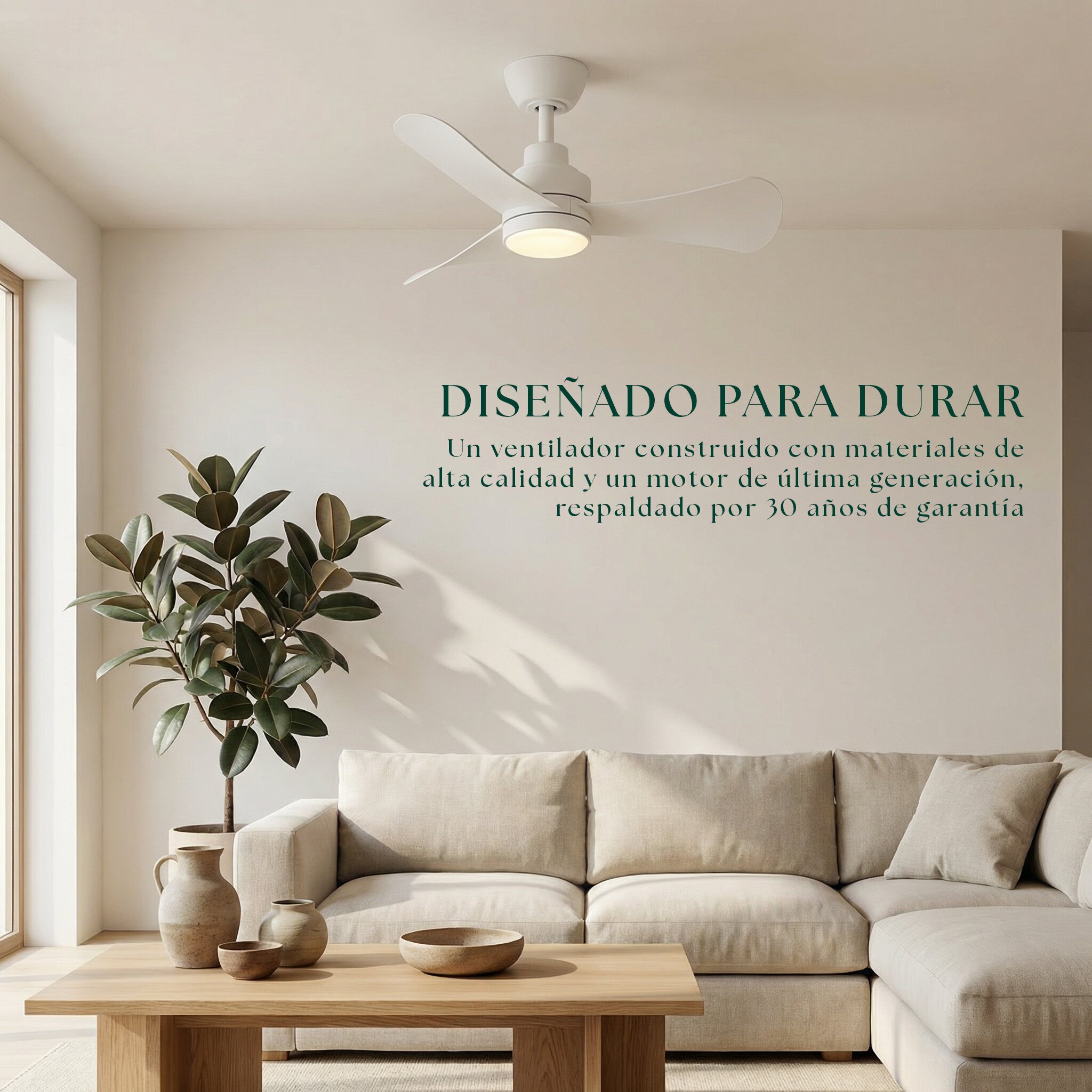 Ventilador de techo Turqueta con luz LED DC Blanco-6