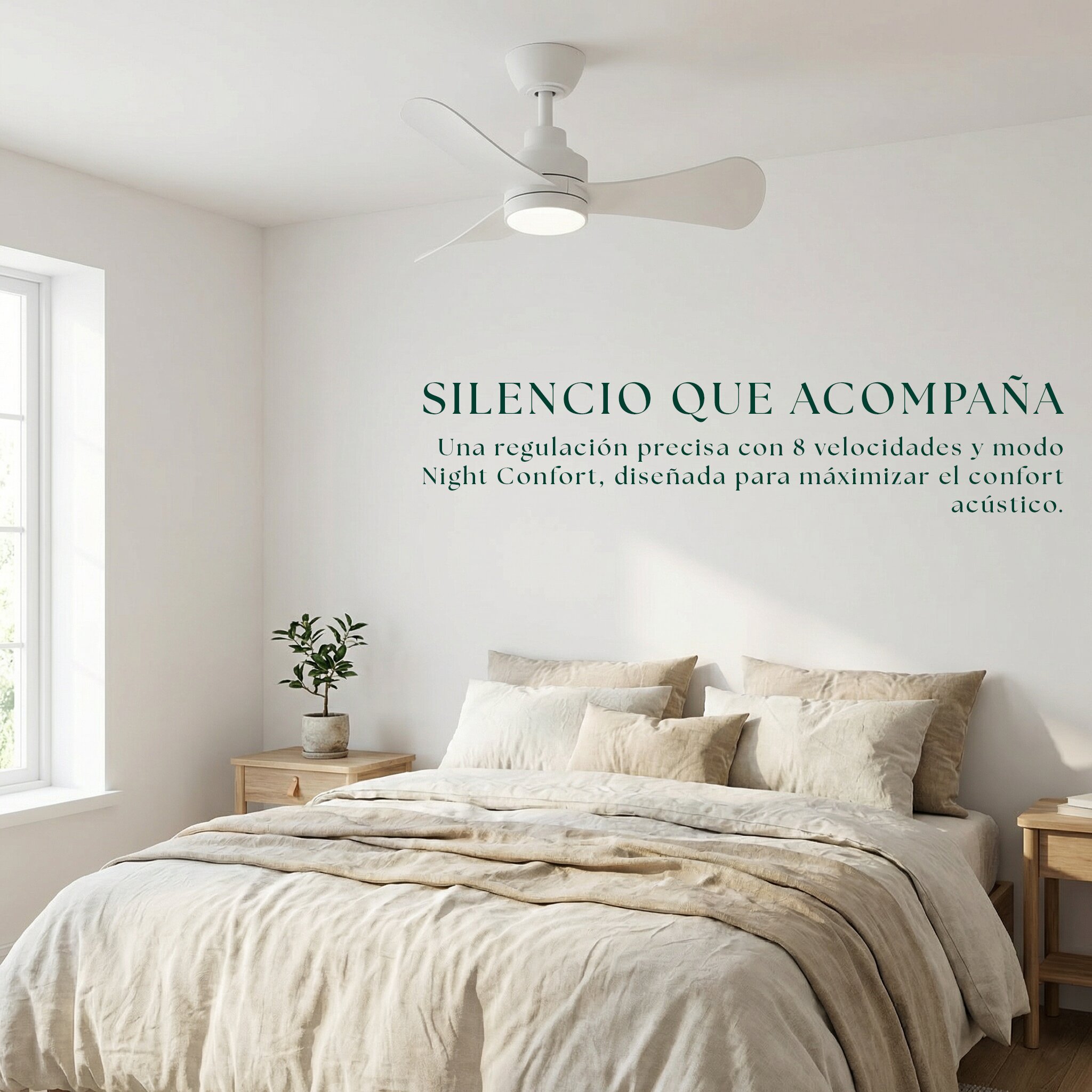 Ventilador de techo Turqueta con luz LED DC Blanco-9