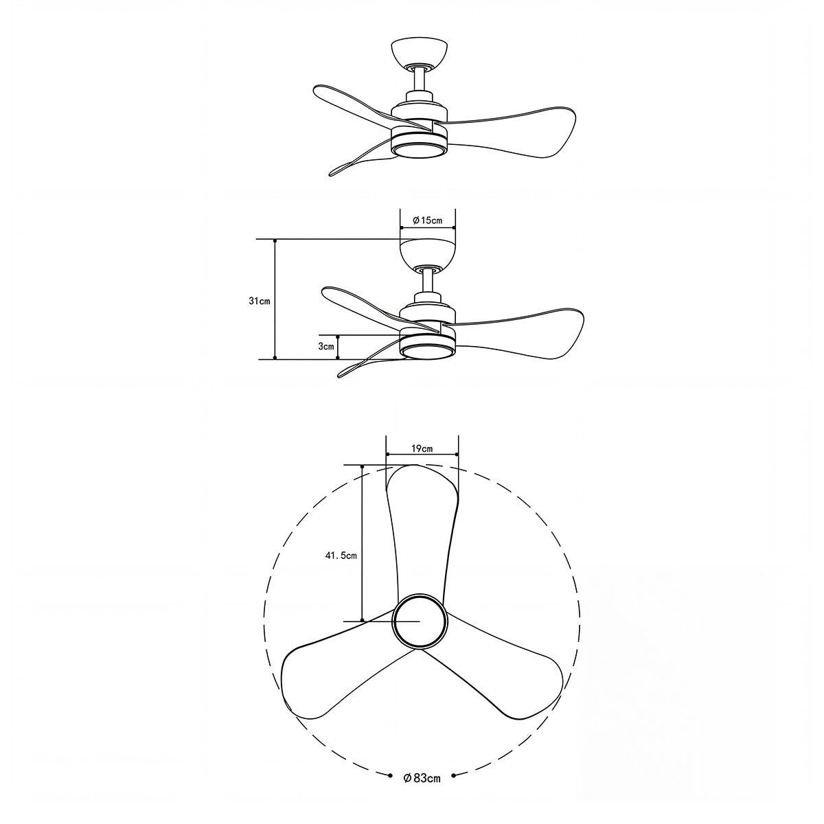 Ventilador de techo Turqueta con luz LED DC Blanco-11