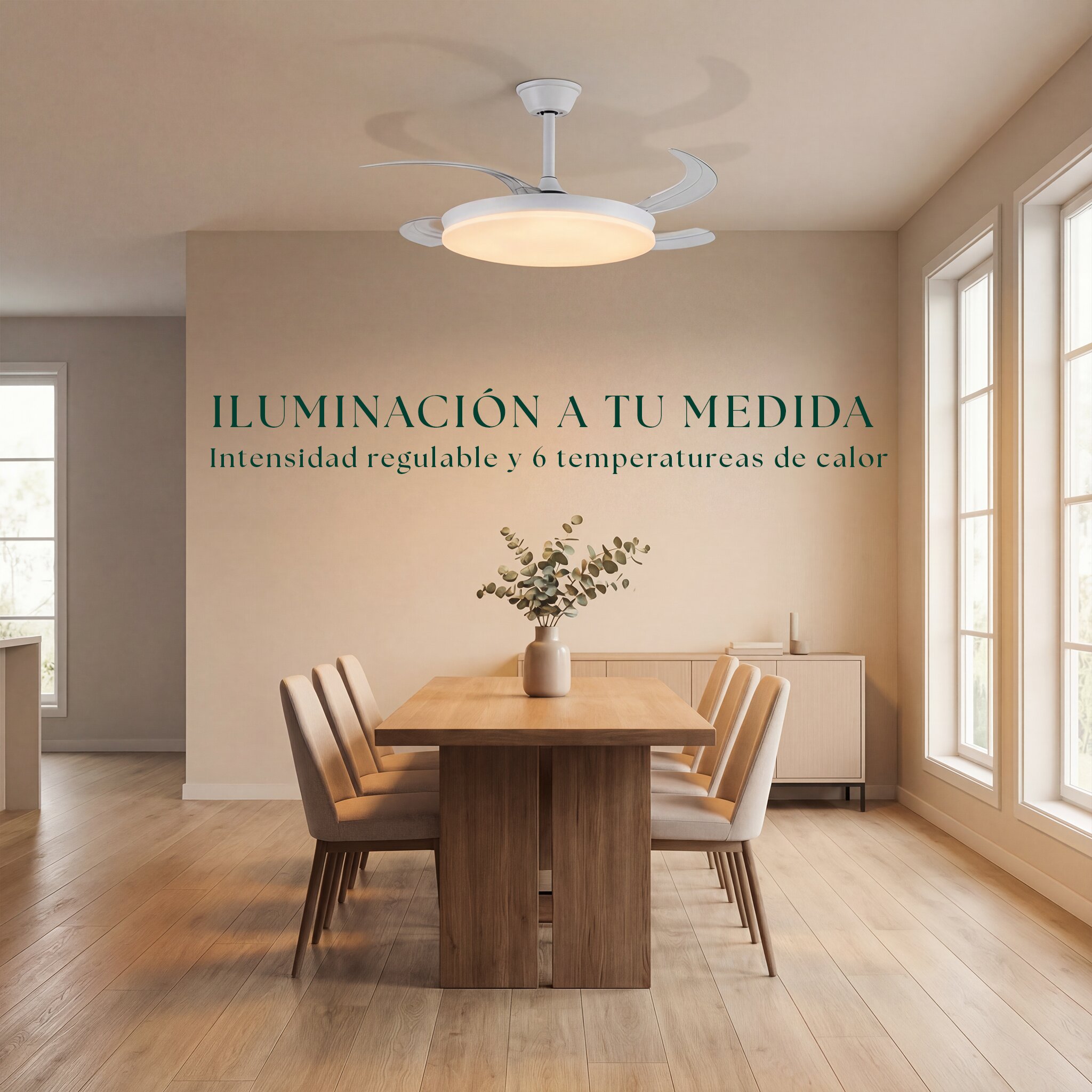 Ventilador de techo Milos con luz LED DC 7