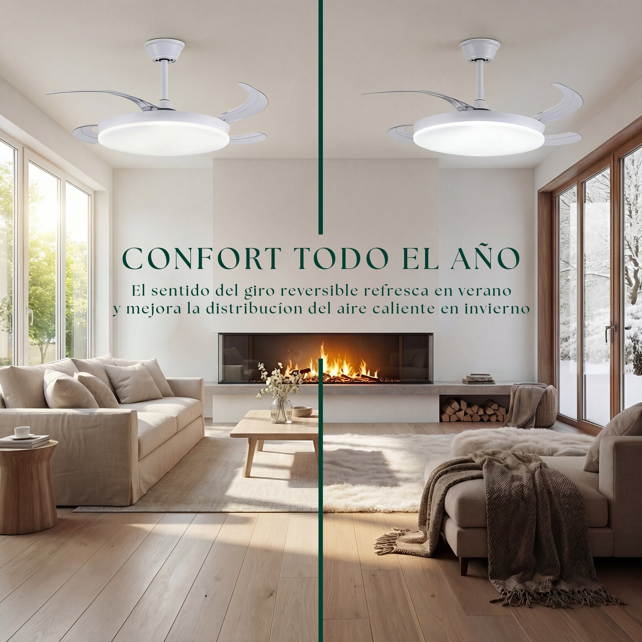 Ventilador de techo Milos con luz LED DC 8