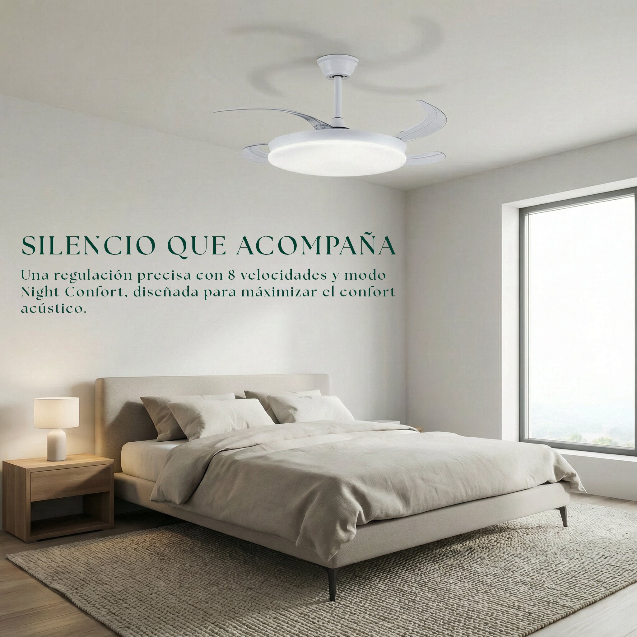 Ventilador de techo Milos con luz LED DC 9