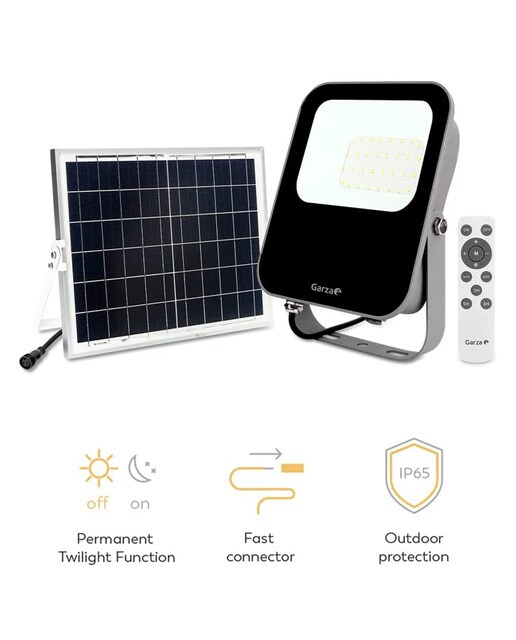 Projetor LED Exterior Solar Programável - 30W - 6500 K Preto-2