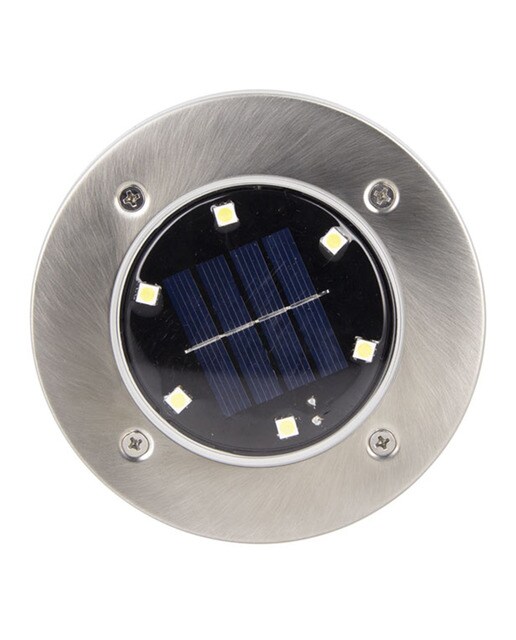 Pack 2 Focos Solares Exterior LED Fijación a Suelo Cromado-3