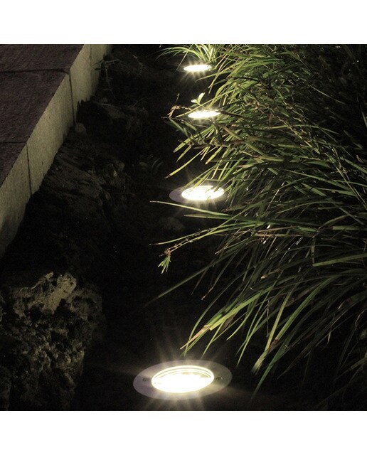 Pack 2 Focos Solares Exterior LED Fijación a Suelo Cromado-4