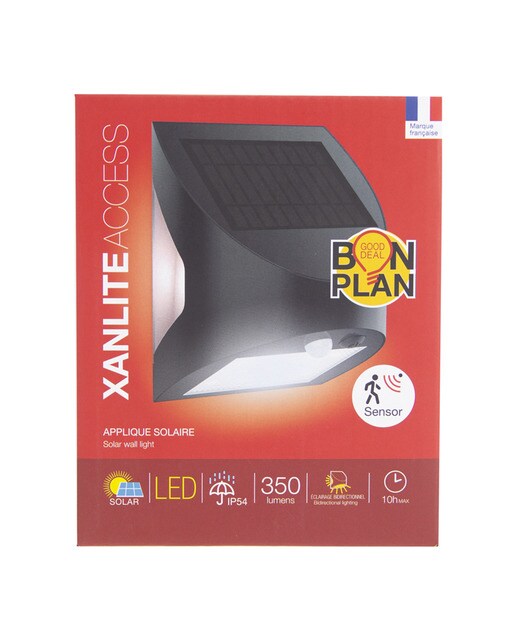 Aplique Solar Exterior LED 350 lm con Sensor Negro-4