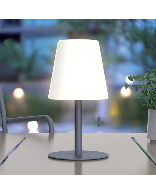 Lámpara Sobremesa Recargable Exterior Cónica 400 lm Gris / Blanco-2