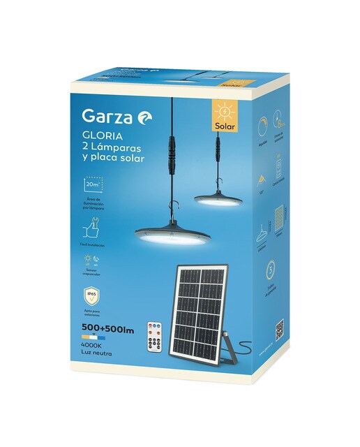 Apliques Solares LED Gloria con Mando + Panel solar 4000K 1.000 lm Garza Negro-4