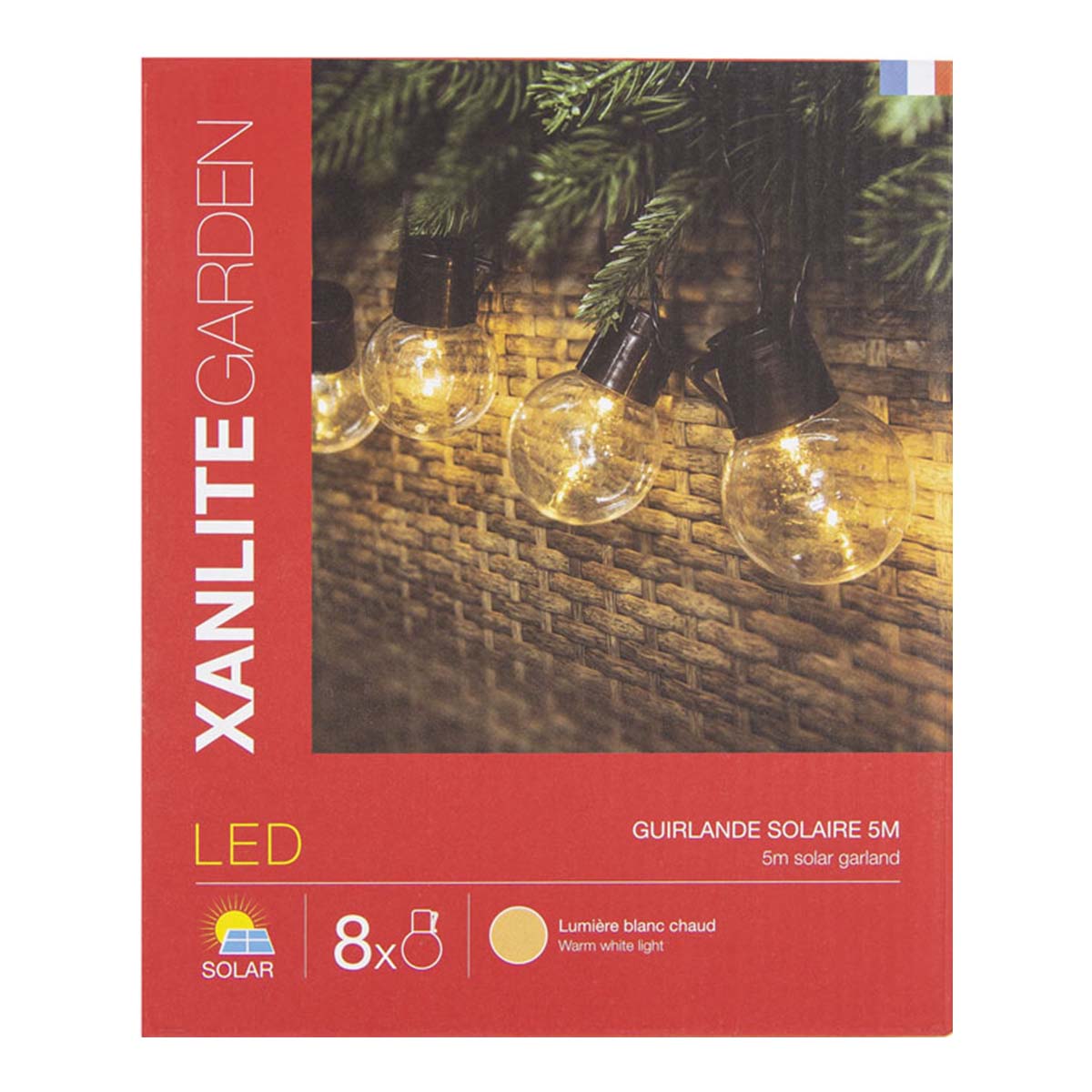 Guirnalda Solar 5 m con 8 Bombillas LED 2700K Negro-10