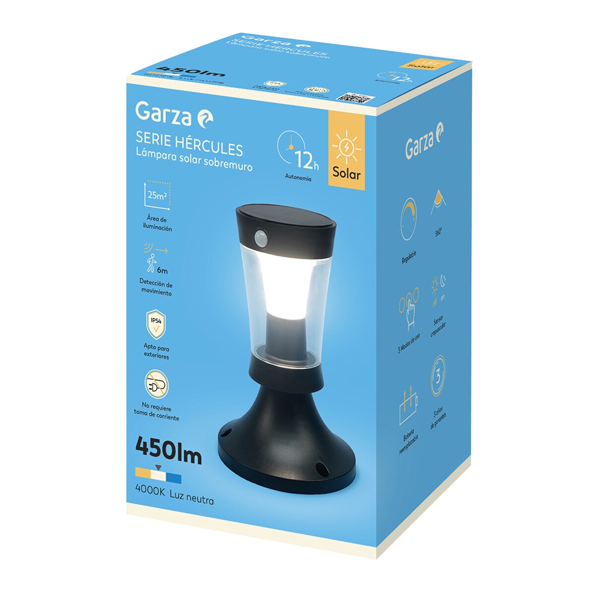 Luminária de Muro Solar Hércules 450 lm 4000 K Preto-4