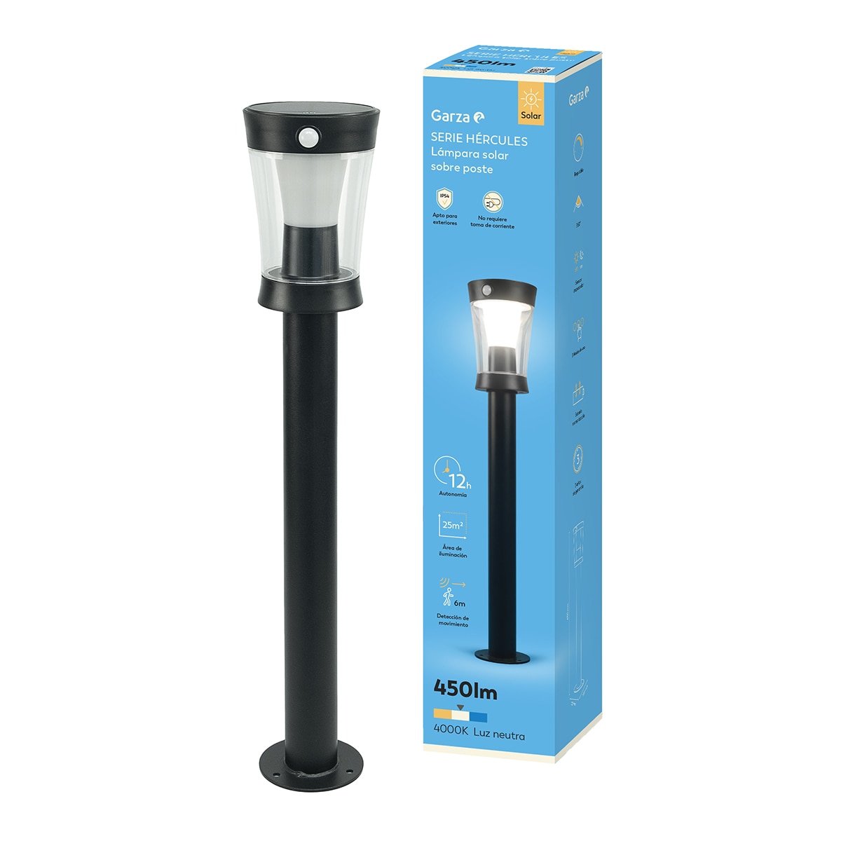 Poste Solar Hércules 450 lm 4000K Negro-4