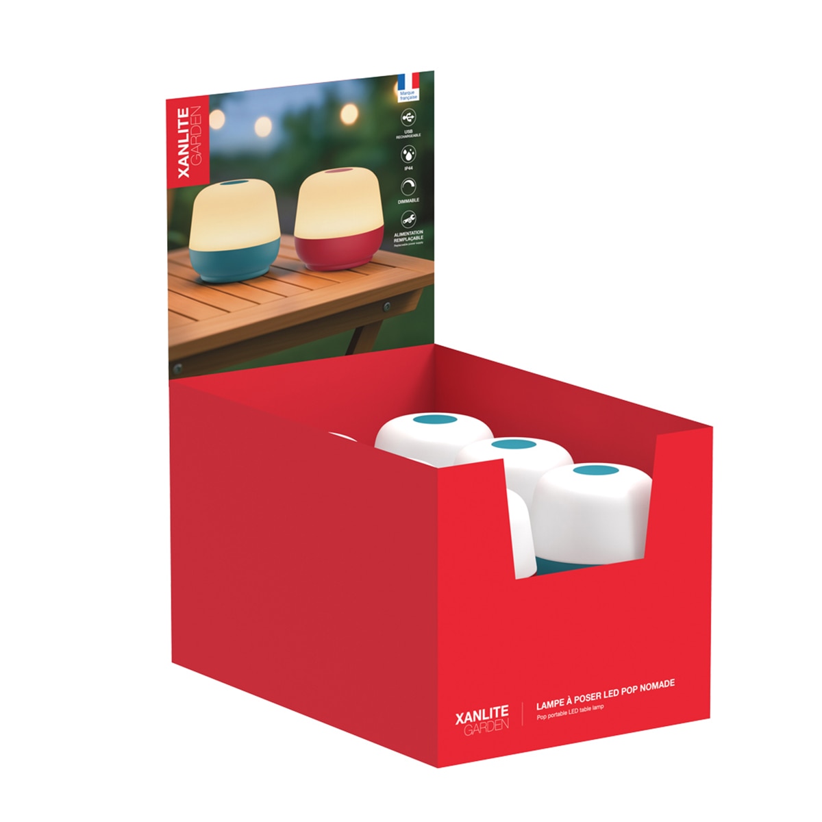 Lámpara de mesa LED portátil compacta Xanlite Azul / Granate-3