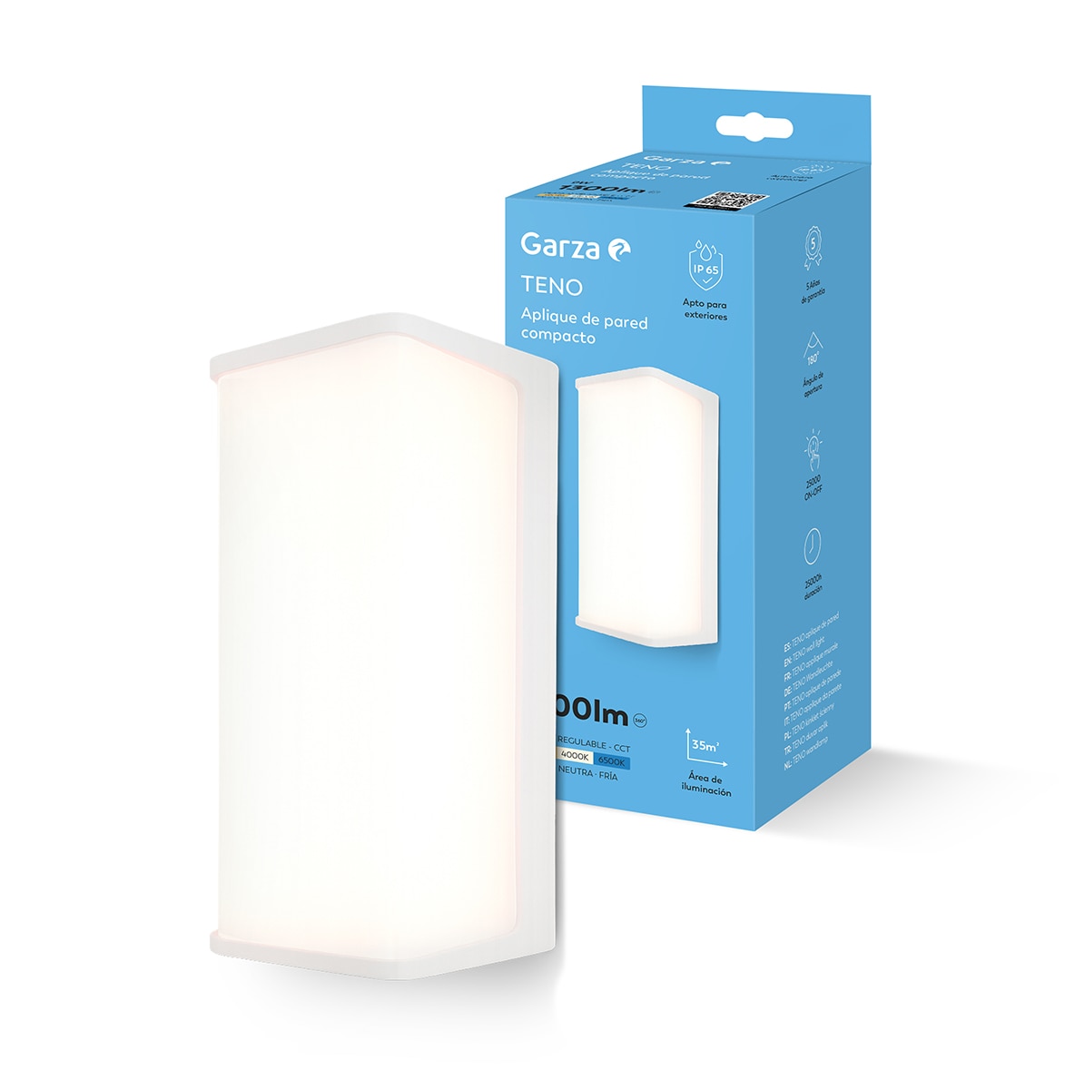 Aplique de pared exterior Garza  Teno 1300 lm Blanco-3