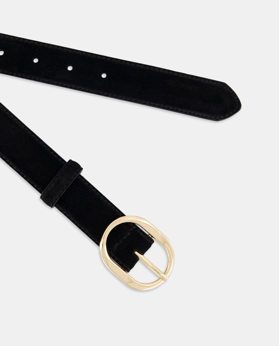 Cinturón de mujer de serraje Negro-2