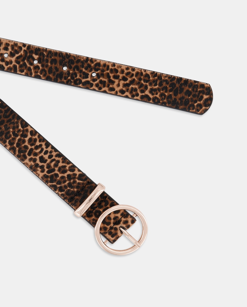 Cinturón de mujer de piel estampada Marrón-2