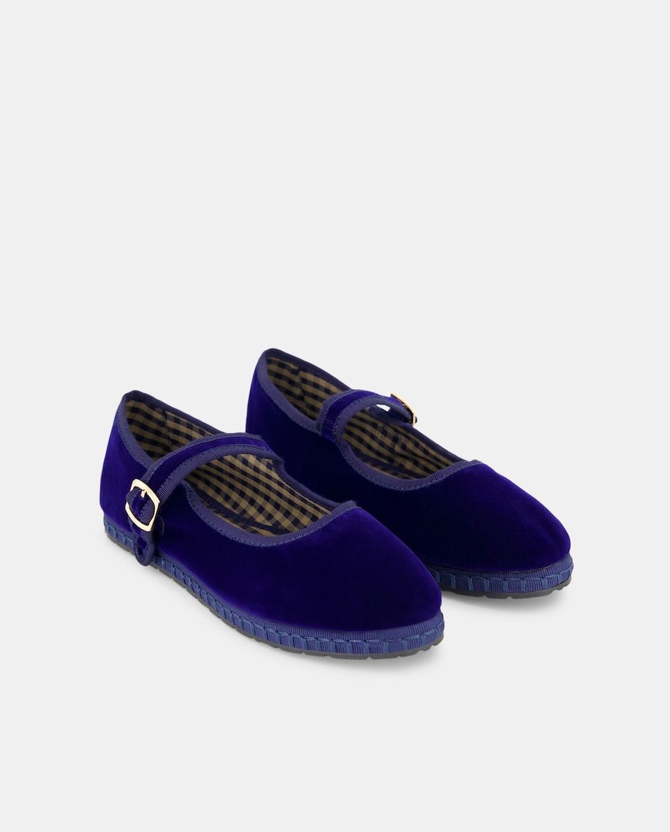 Zapato de mujer de terciopelo Azul marino-2