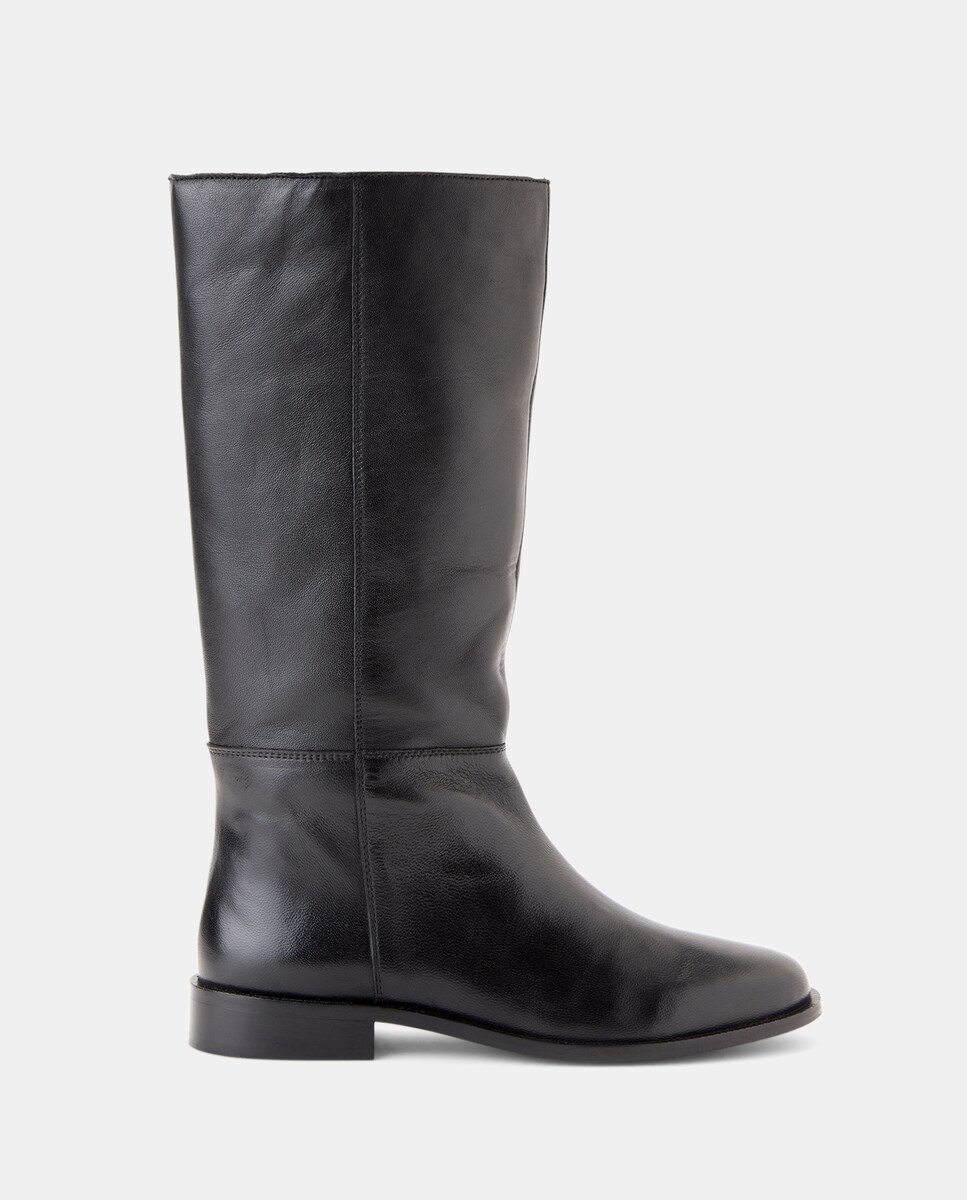 Bota de mujer de piel media caña 36 Negro