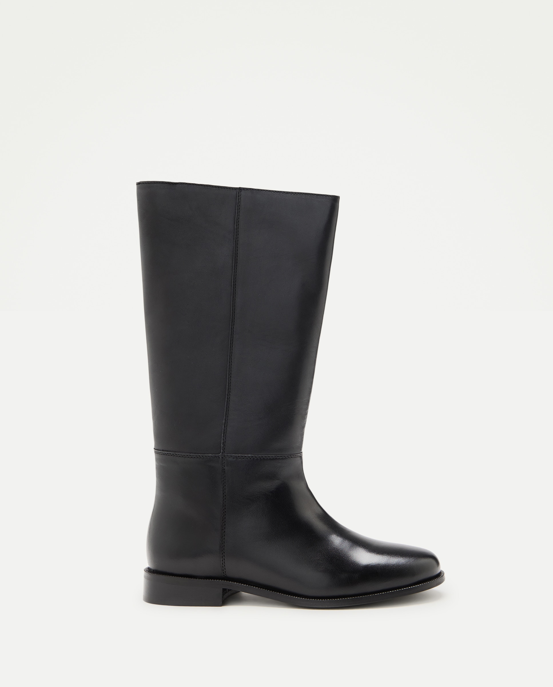 Bota de mujer de piel media caña Negro-1