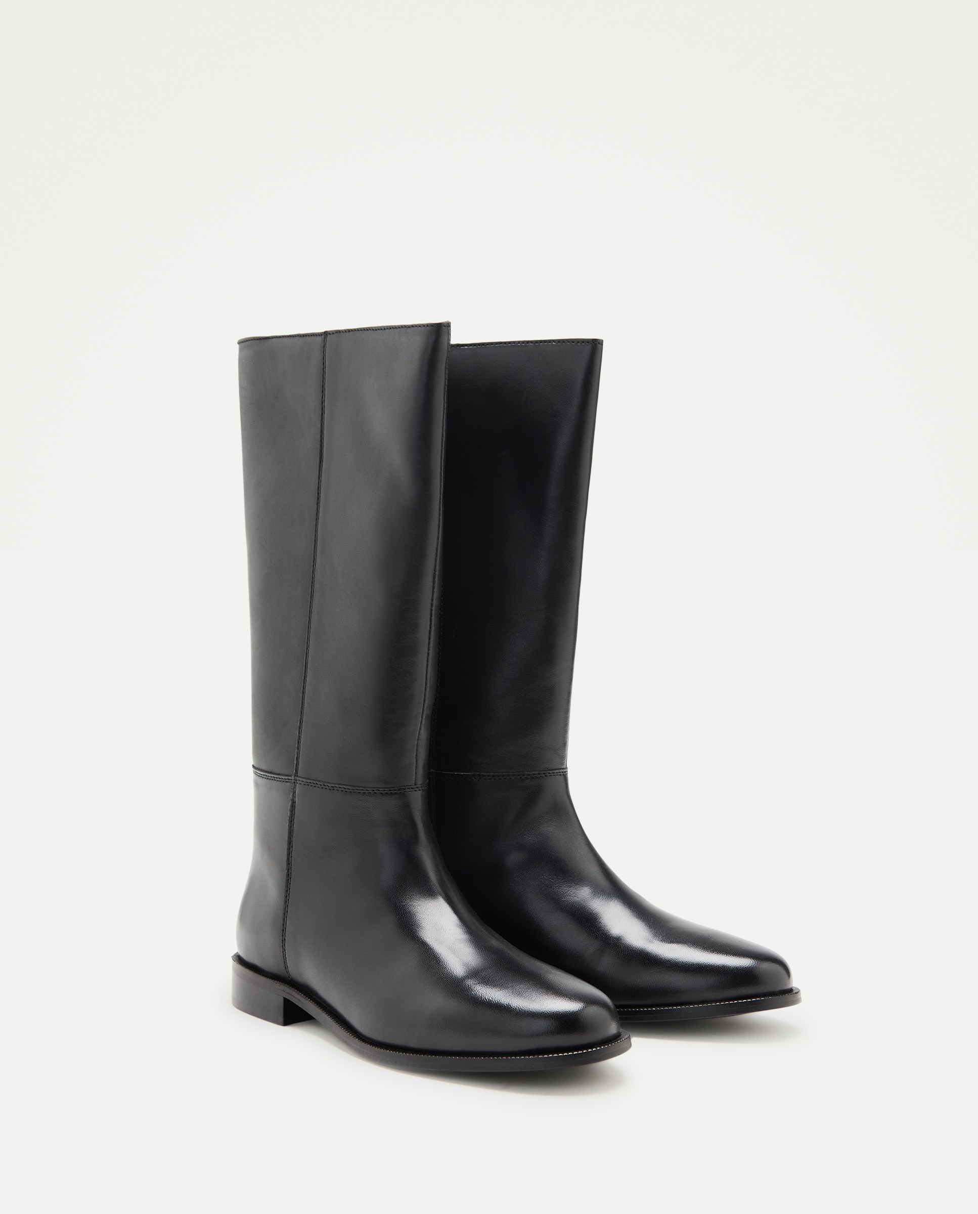 Bota de mujer de piel media caña Negro-2