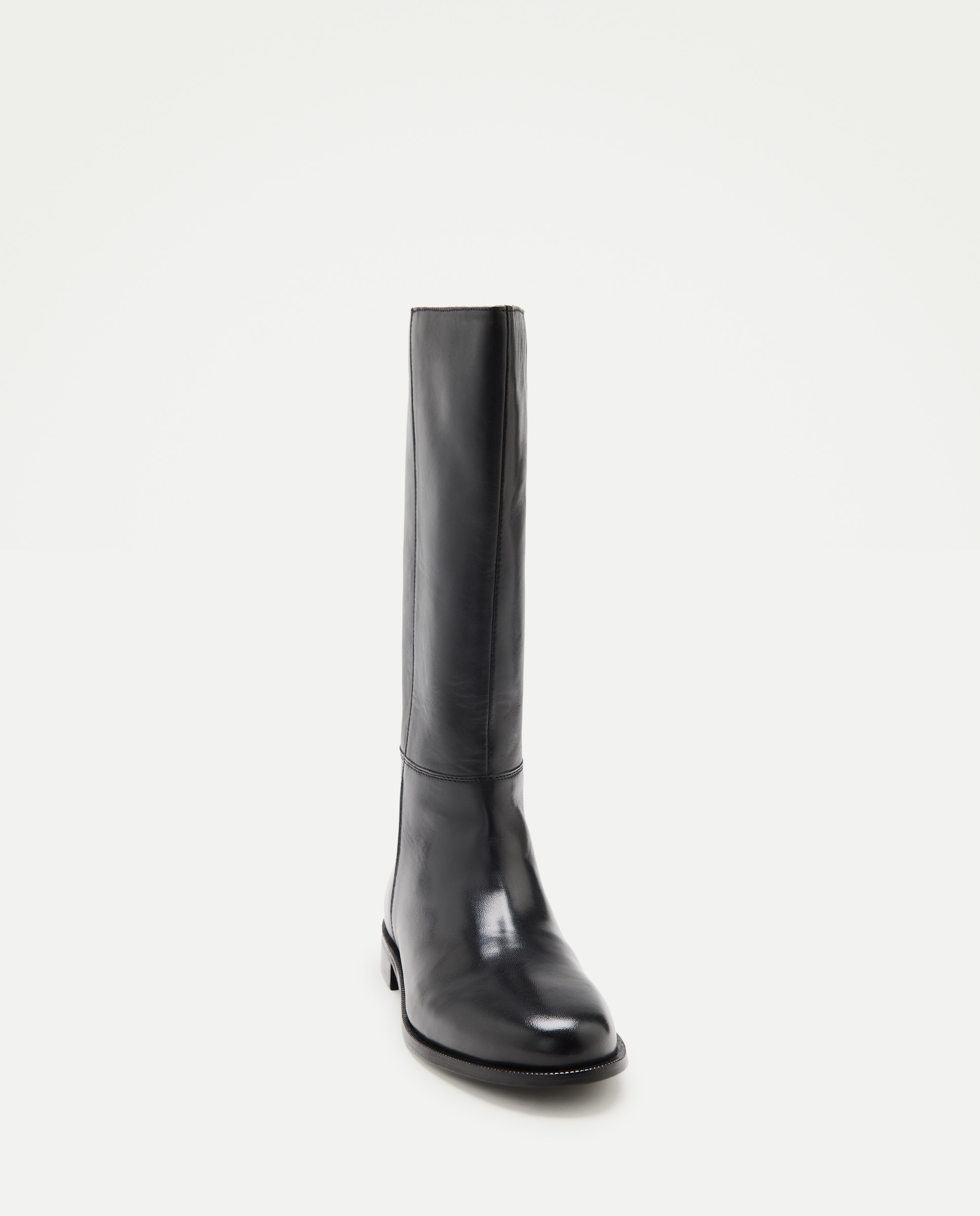 Bota de mujer de piel media caña Negro-4