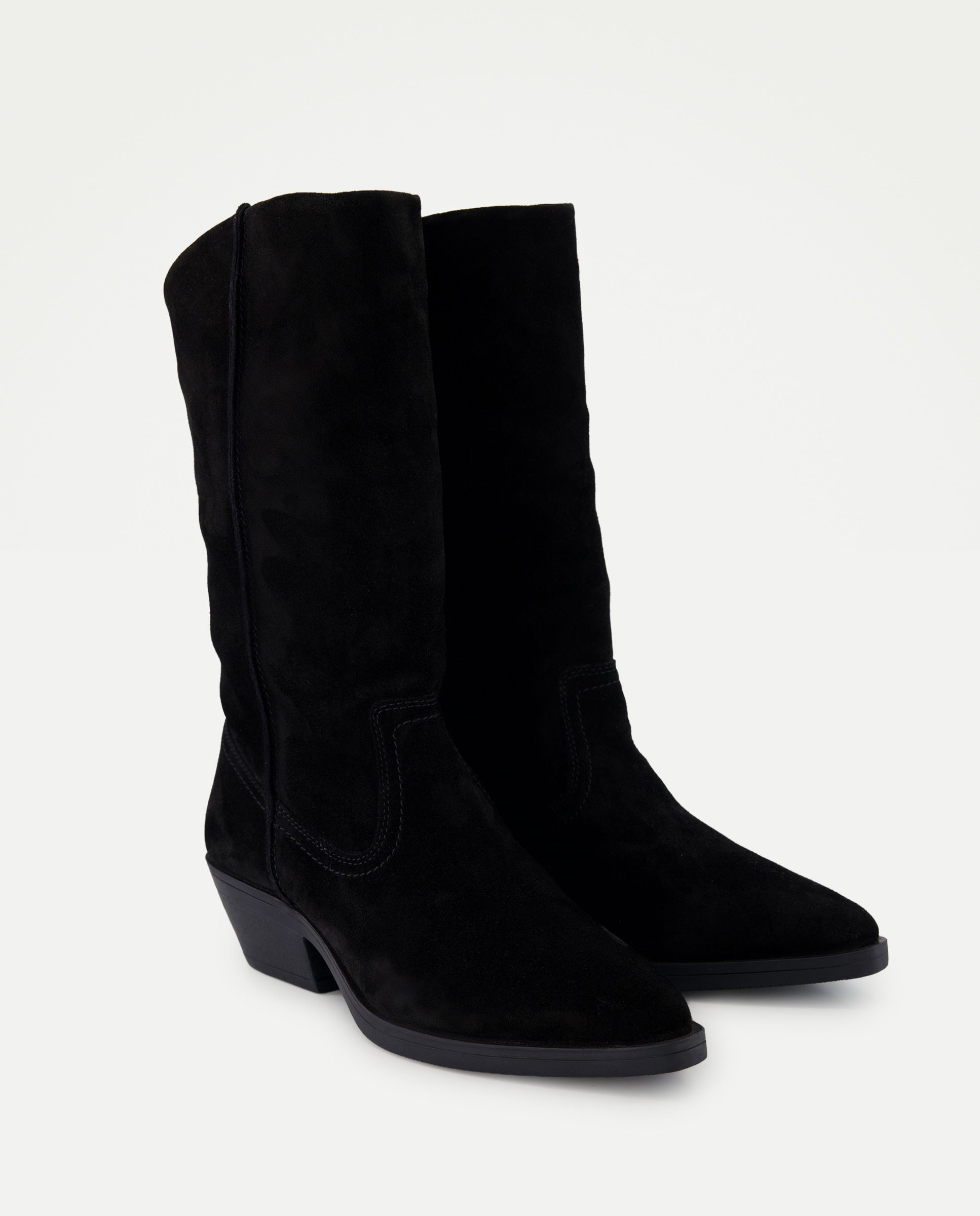 Bota de mujer de piel de serraje Negro-2