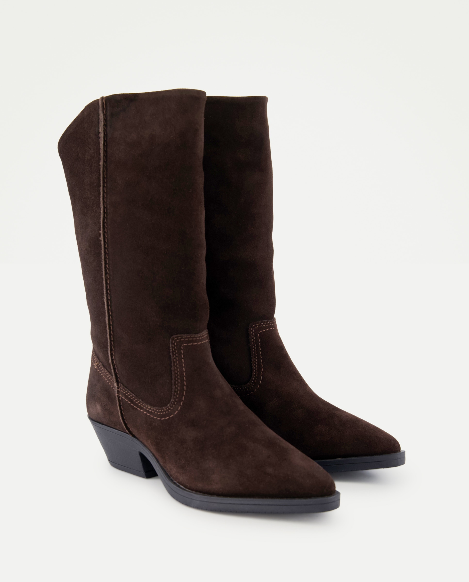 Bota de mujer de piel de serraje Marrón-2