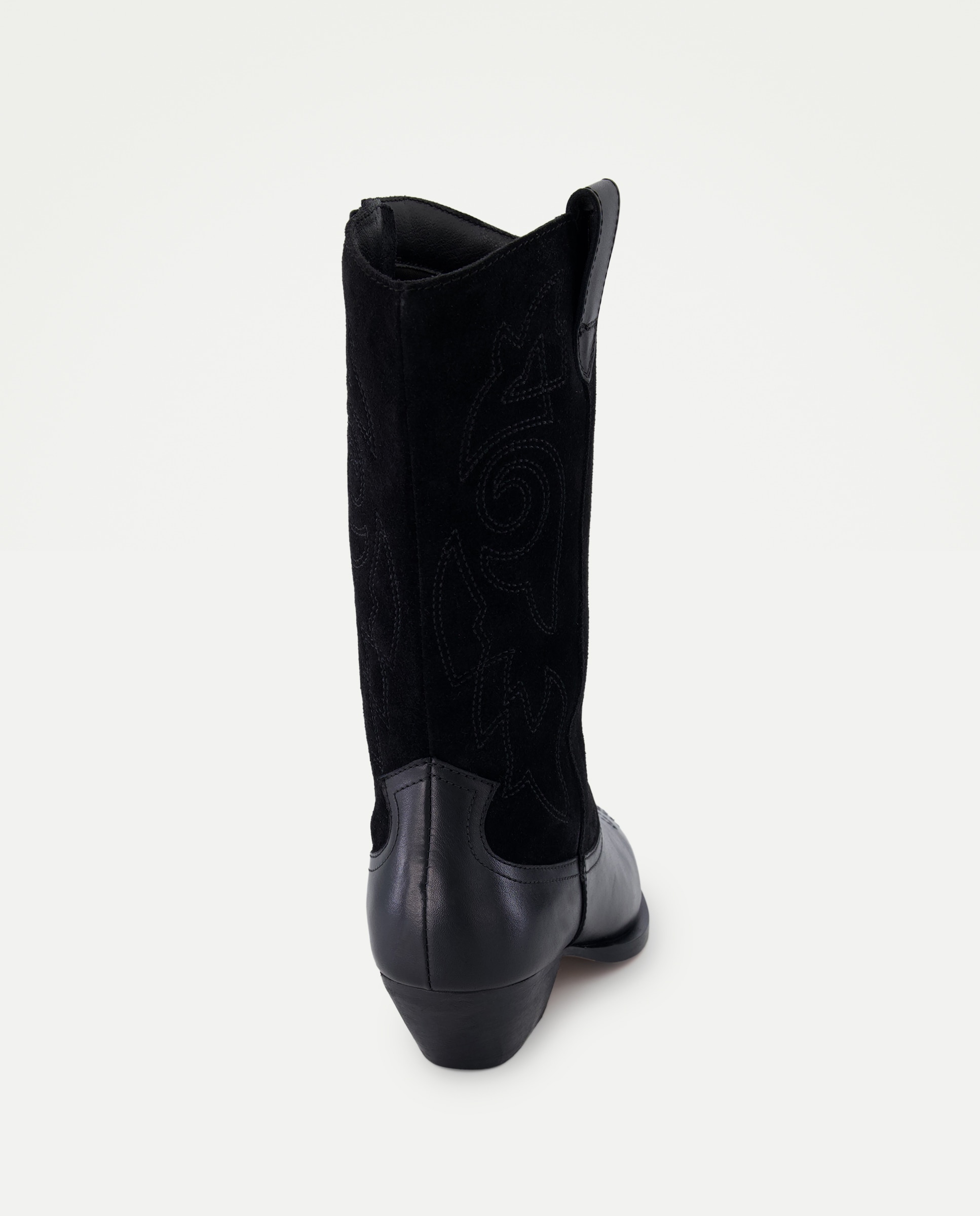 Bota de mujer de piel bordados Negro-3