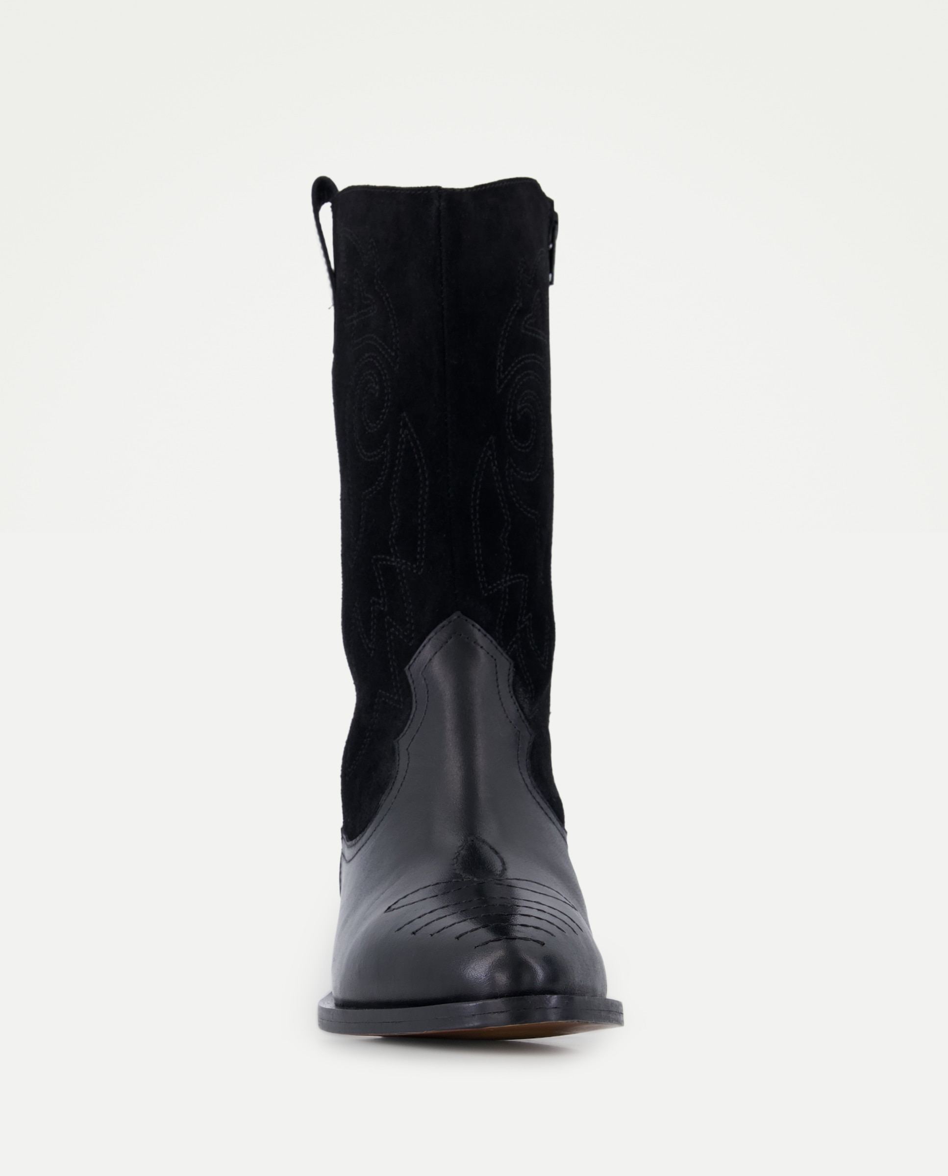 Bota de mujer de piel bordados Negro-4