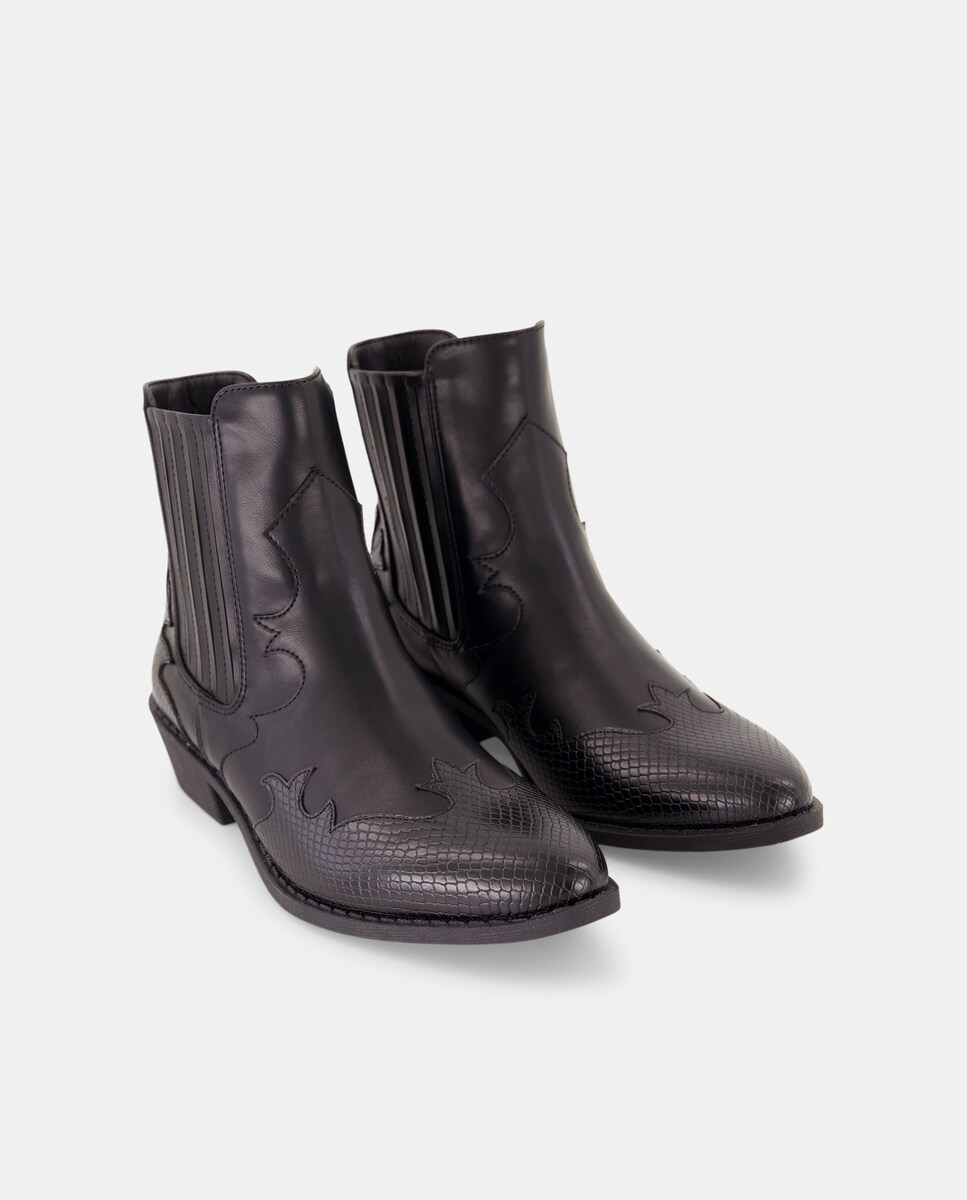 Botín de mujer efecto serpiente Negro-2